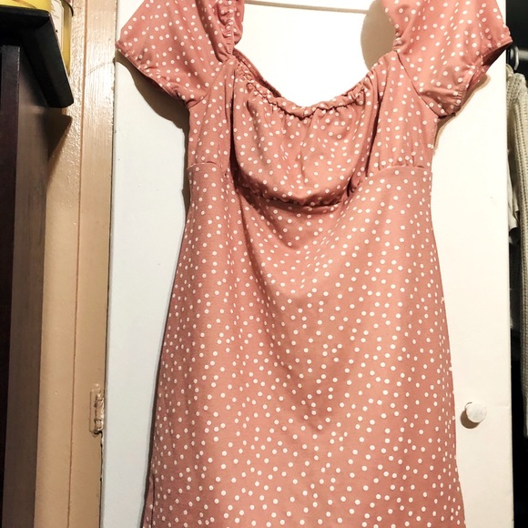 Missguided Pink Polka Dot Milkmaid Dress - Picture 3 of 3